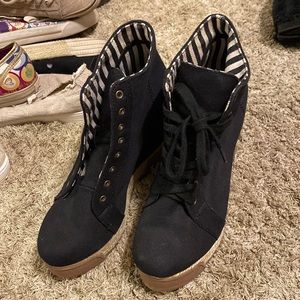 black canvas sneaker heels